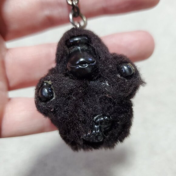 KIPLING Monkey Keychain Purse Bag Charm Chain Gorilla Furry Collector Black - Picture 2 of 4
